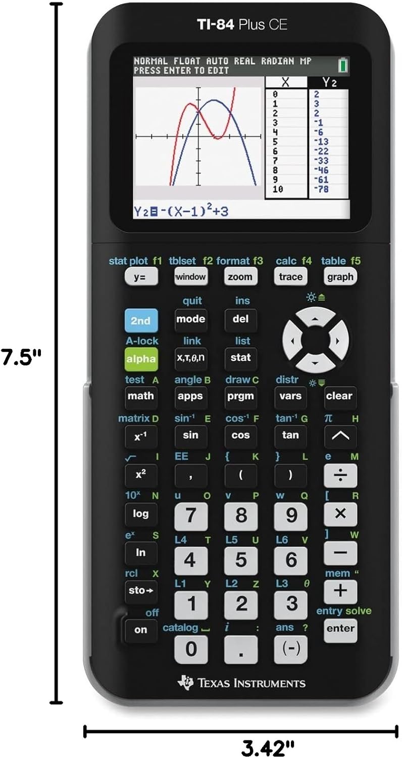 Texas Instruments TI-84 Plus CE Color Graphing Calculator, Black
