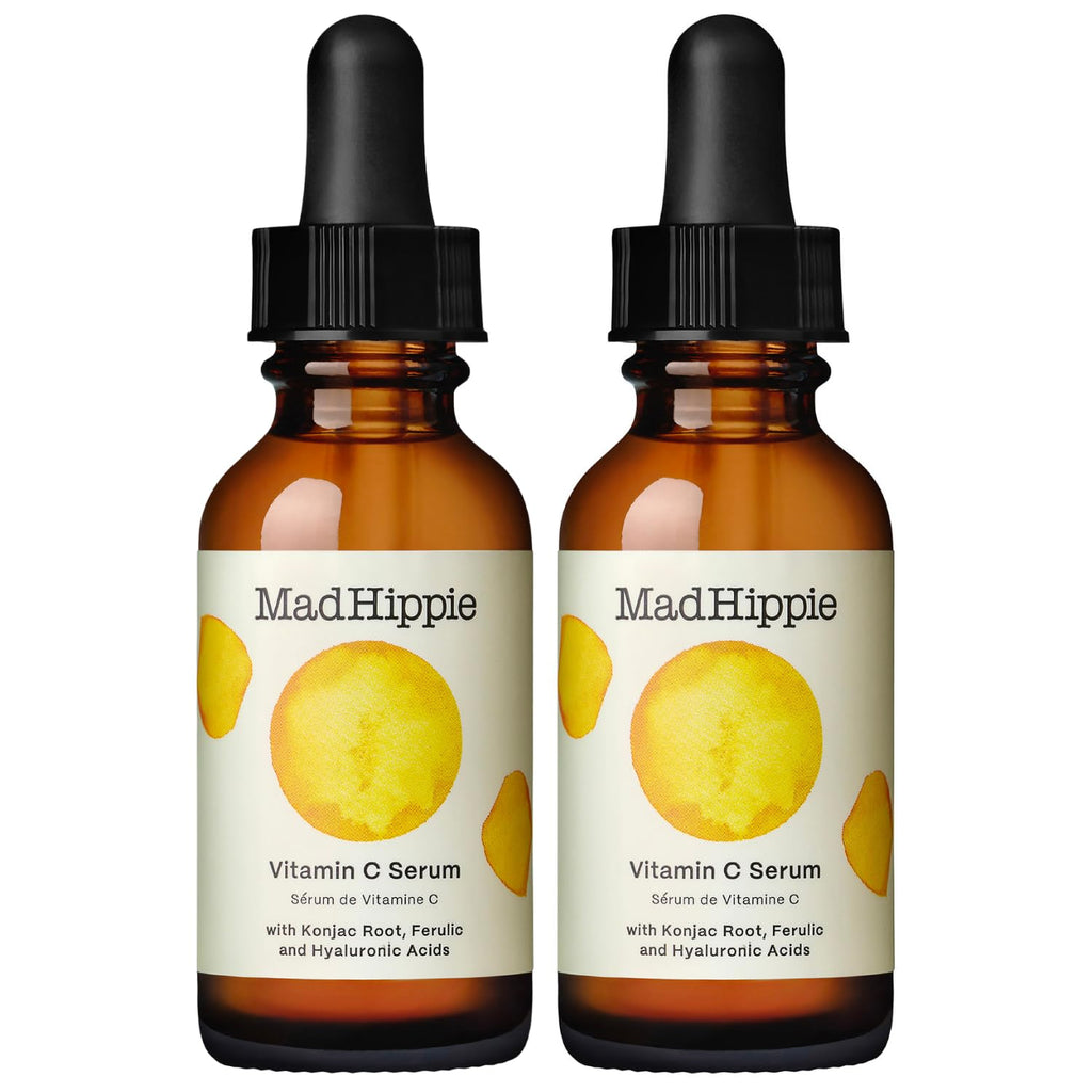 Mad Hippie Vitamin C Serum for Face 2-Pack – C + E + Ferulic Acid, Hyaluronic Acid, Stable Low-Irritation Formula, Brightening, 1.02 Fl Oz Ea