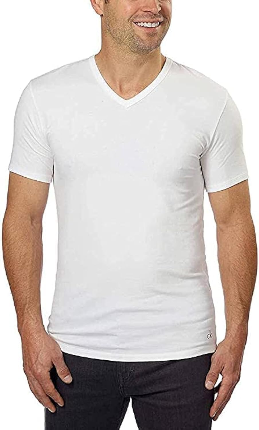 Calvin Klein Men's V-Neck Tee (Large) White