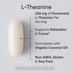Sports Research Double Strength L-Theanine Supplement - Suntheanine Softgels for Focus, Relaxation & Alertness - Non-Drowsy Support Made with Coconut Oil, Non-GMO & Gluten Free - 200mg, 120 Count