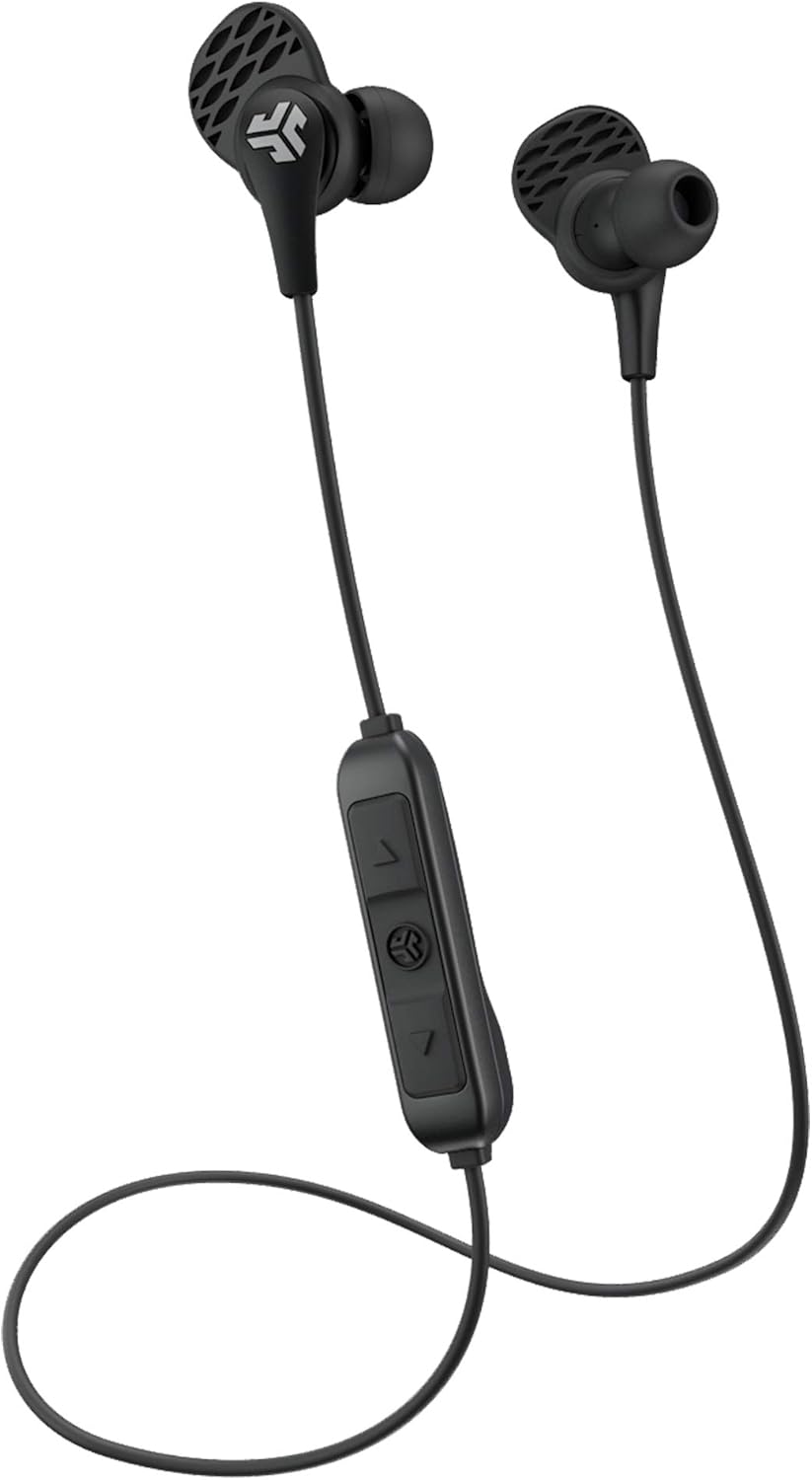 JLab JBuds Pro Bluetooth Wireless Signature Earbuds, Titanium 10mm Drivers, 10-Hour Battery Life, Music Controls, Noise Isolation, Bluetooth 4.1 Extra Gel Tips and Cush Fins, Graphite/Blue