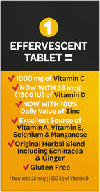 Vitamin C 1000mg (per serving) - Airborne Very Berry Effervescent Tablets (36 count in a box), Gluten-Free Immune Support Supplement, With Vitamins A C E, ZINC, Selenium, Echinacea & Ginger