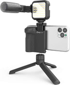 DigiPower Follow ME #GoViral Vlogging Kit for Cameras & Phones | with Microphone, 36 LED Light, Smartphone Grip, Wireless Shutter Remote, Tripod | Vlogging Equipment for YouTube, Instagram & Tiktok