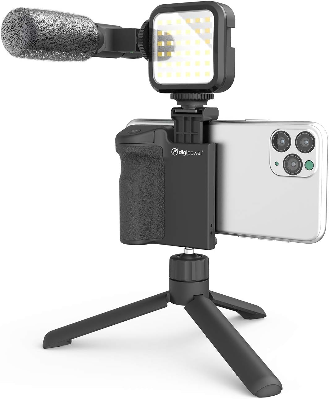 DigiPower Follow ME #GoViral Vlogging Kit for Cameras & Phones | with Microphone, 36 LED Light, Smartphone Grip, Wireless Shutter Remote, Tripod | Vlogging Equipment for YouTube, Instagram & Tiktok