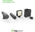 DigiPower Follow ME #GoViral Vlogging Kit for Cameras & Phones | with Microphone, 36 LED Light, Smartphone Grip, Wireless Shutter Remote, Tripod | Vlogging Equipment for YouTube, Instagram & Tiktok