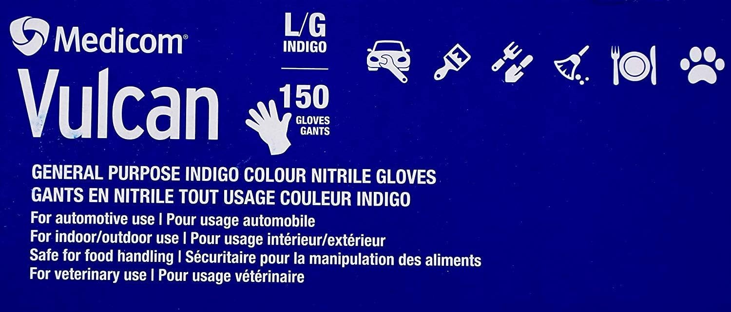 Medicom Vulcan Nitrile Gloves, 150 Count Large
