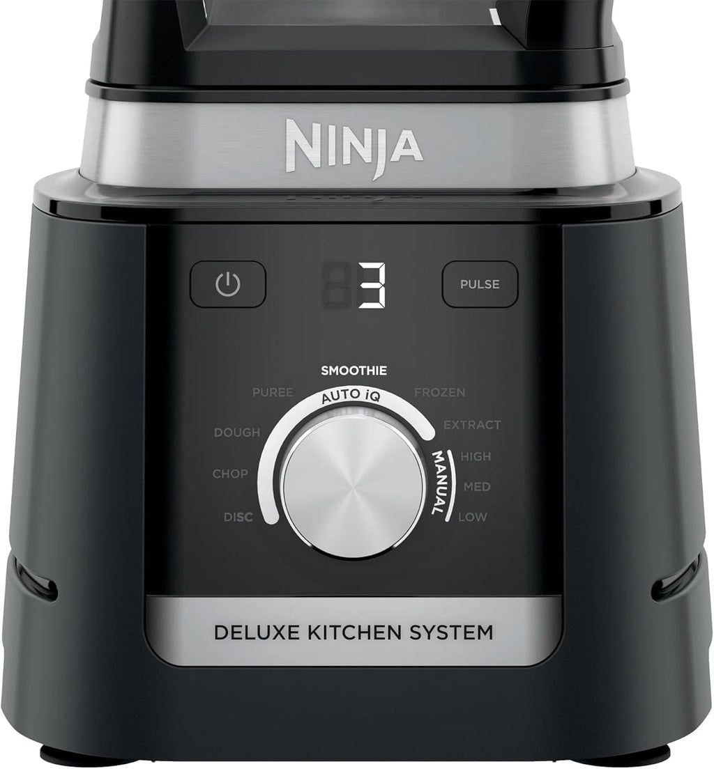 Ninja CO905KS Deluxe Kitchen System, 1600 WP Auto-IQ Base, 88-oz. Picther, 9-cup Deluxe Food Processor, (2) 24-oz. Single-Serve Cups