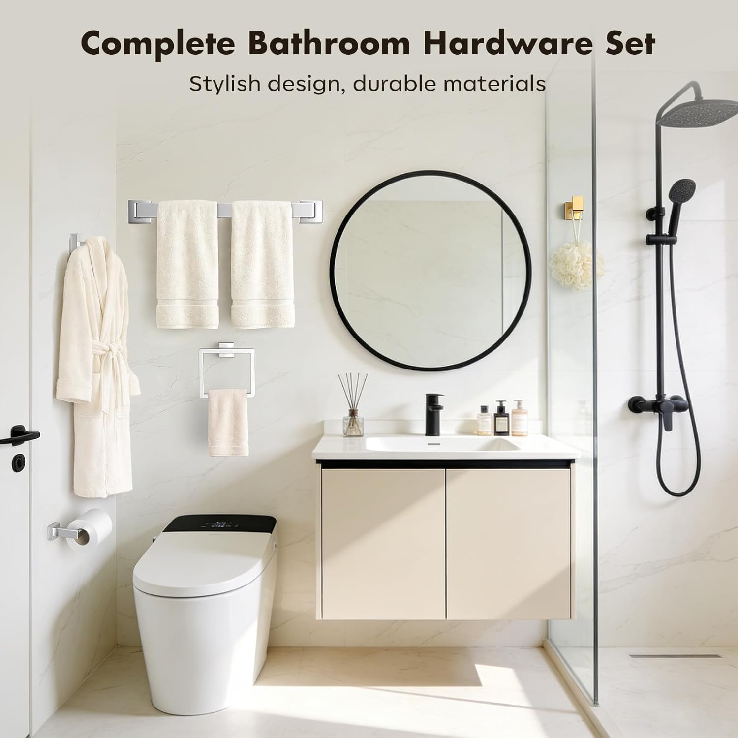 Landia Home 6-piece Bath Hardware Collection | Brushed Nickel Finish