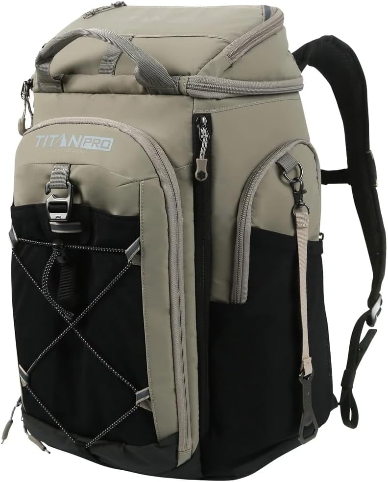Titan PRO By ARCTIC ZONE Insulated Backpack Cooler with Ice Walls (Taupe-Beige)