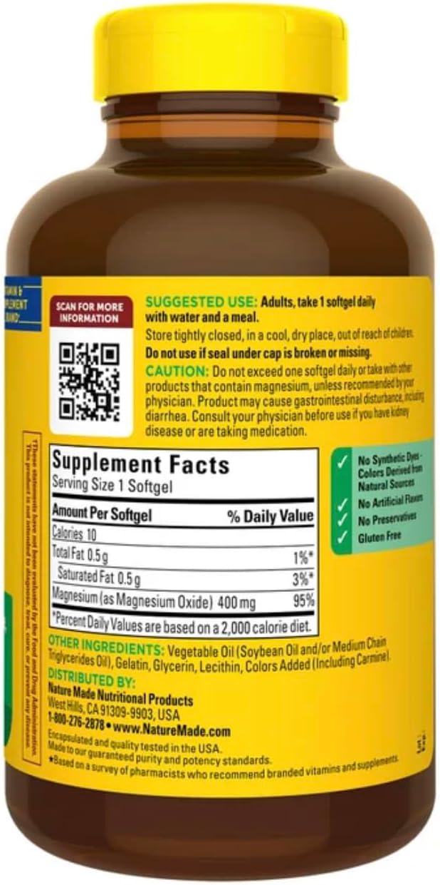 Nature Made Extra Strength Magnesium 400 mg., 180 Softgels