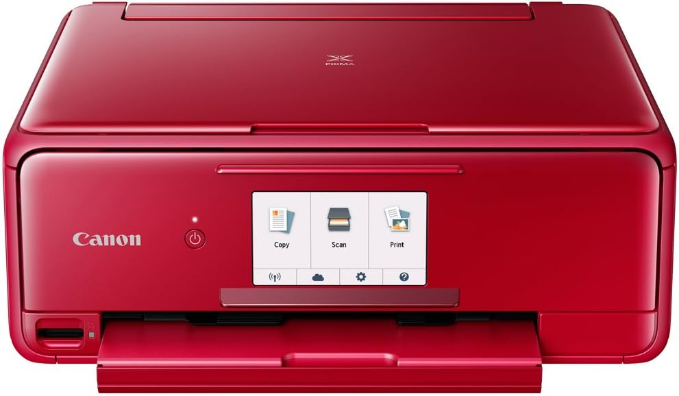 Canon 2230C042 PIXMA TS8120 Wireless Inkjet All-in-One Printer with Scanner and Copier, Red Bundle with CLI-281 Black Ink Tank, Corel Paint Shop Pro Digital Download and 6ft USB Printer Cable