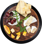 18" Large Lazy Susan Acacia Solid Wood with Chalkboard Edge for Labeling for Dining Serving Chacuterie Board Cheese Board Spice Candle Holder Vanity or Kitchen Organizer for Everyday or Party
