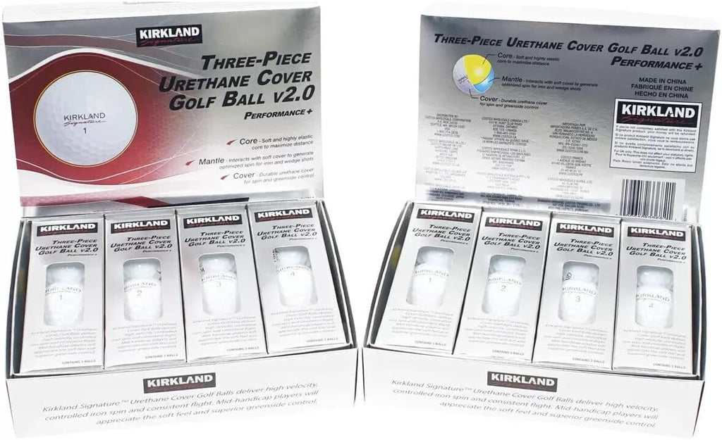 Kirkland Signature Three-Piece Urethane Cover Golf Ball v2.0 Performance + Total of 24 Balls, White