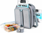 Titan by Arctic Zone Expandable Lunch Box – Insulated, Crush-Resistant Cooler with 2 Ice Walls & Leak-Proof Lining – Meal Prep Bag with Strap & Container for Work & Travel | Black (Pale Frost)
