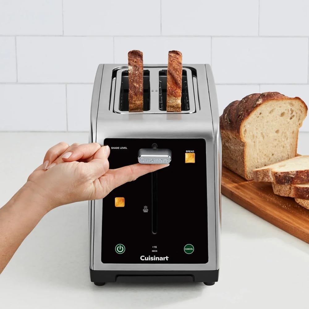 Cuisinart SimpliTouch XL 2-Slice Toaster – Extra-Wide Slots, Touchscreen Controls, 7 Shade Settings, Bagel & Reheat Functions, Stainless Steel