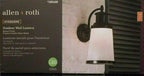 Allen & Roth Outdoor LED Wall Lantern Everdene Bronze with Frosted Crackle Shade