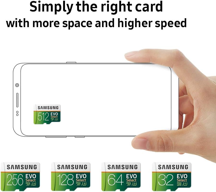 SAMSUNG (MB-ME256GA/AM) 256GB 100MB/s (U3) MicroSDXC EVO Select Memory Card with Full-Size Adapter