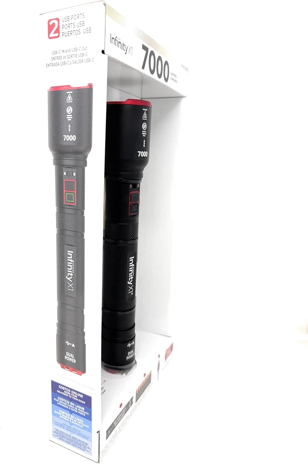 Infinity X1 7000L Dual Power Rechargeable Flashlight,7000 Lumen CREE LED with Adjustable Focus and Heat Lock