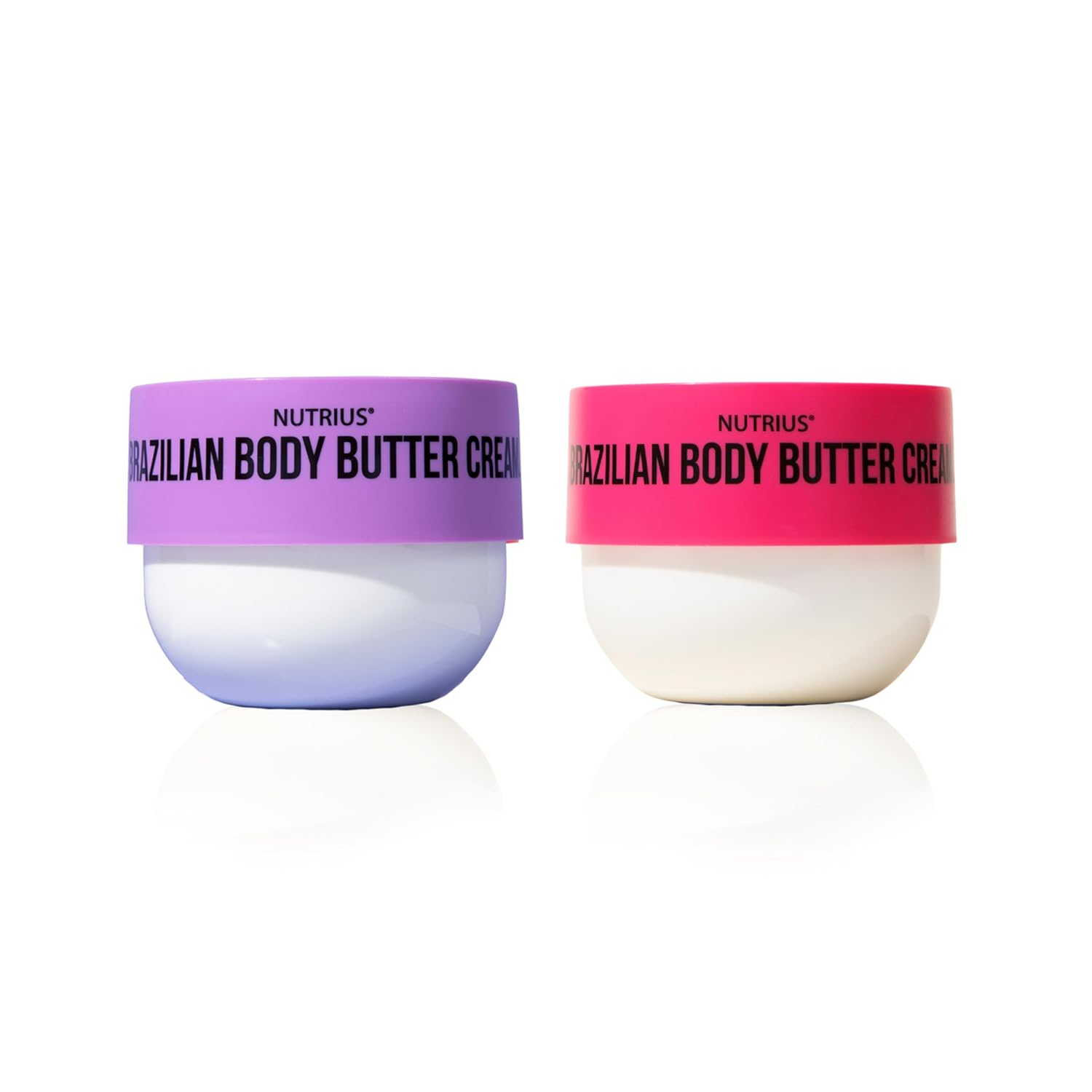 Nutrius Brazilian Body Butter Cream Twin Pack, Berry Bliss & Botanical Bliss Scents, Deep Moisturizer with Acai, Cupuacu Butter, Vitamin C & Plant Collagen, Hydrating Body Cream, 2 x 6 oz