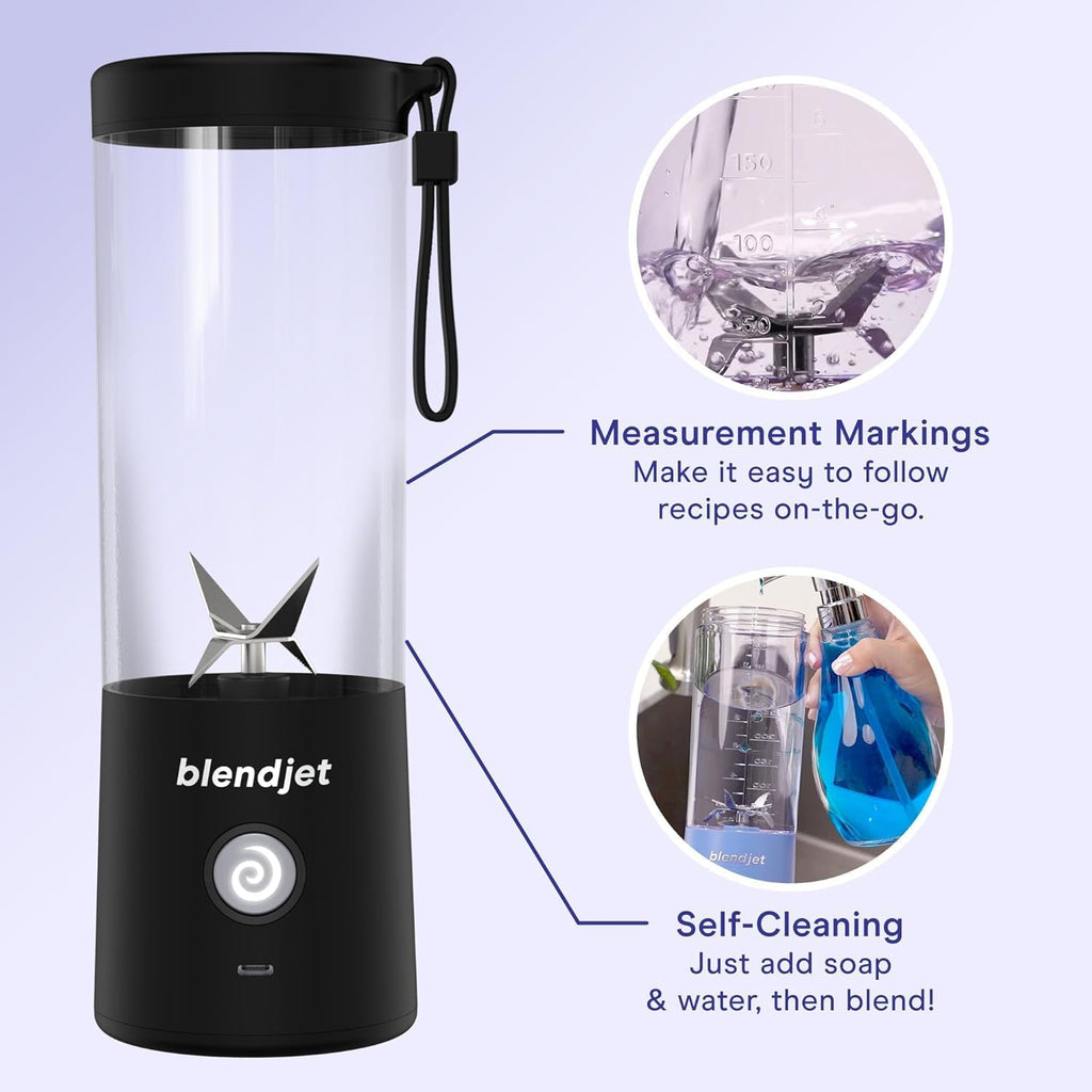 BlendJet 2 Portable Blender for Smoothies & Shakes, New 2024 edition 2 USB-C Rechargeable & Self Cleaning - 2-pack, (1) Mint, 16 oz. (1) Black, 16 oz