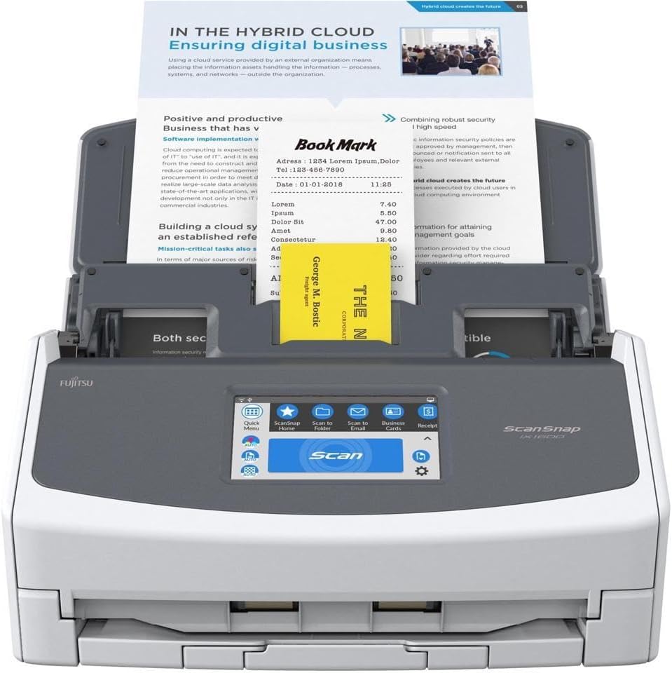 Fujitsu ScanSnap iX1600 ADF Scanner - 600 dpi Optical, White