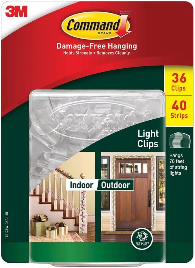 Command™ Outdoor Light Clips with Foam Strips 17017AW-36CLUB