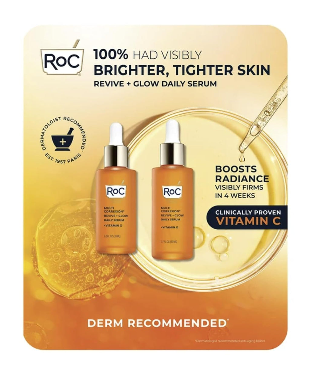 RoC Multi Correxion Revive and Glow Daily Vitamin C Serum Set, 1.0 FL OZ and 1.7 FL OZ Set, 2.7 FL OZ Total