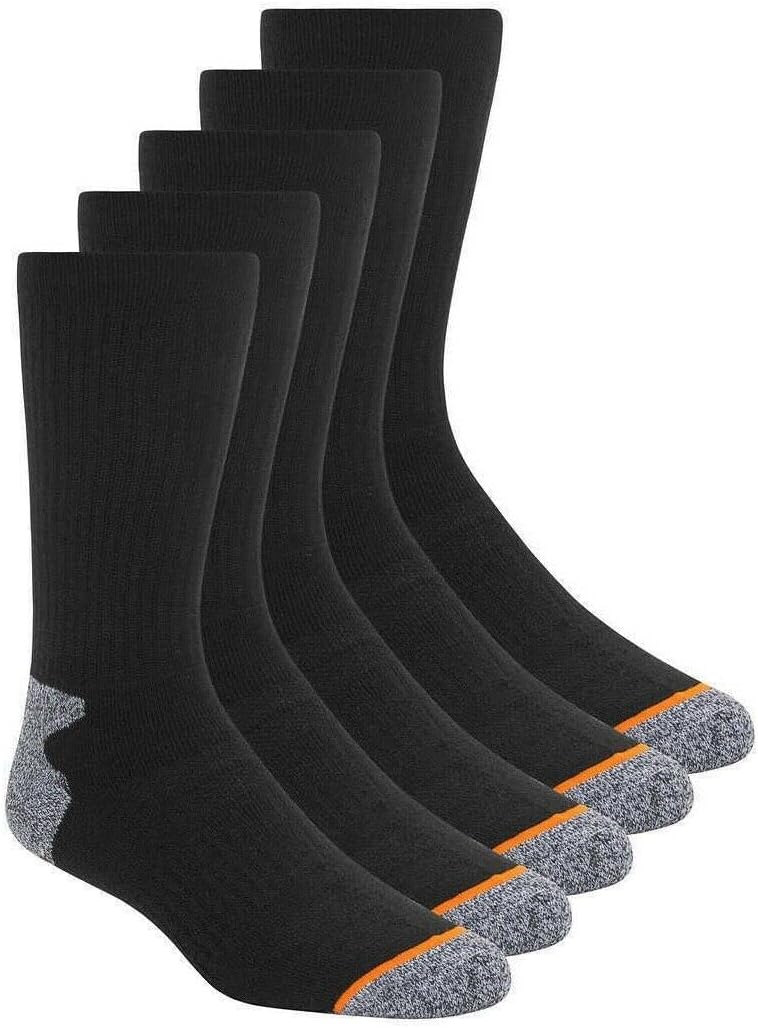 Weatherproof Vintage Men's Outdoor Wool Blend Crew Socks, Black, 5 Pairs