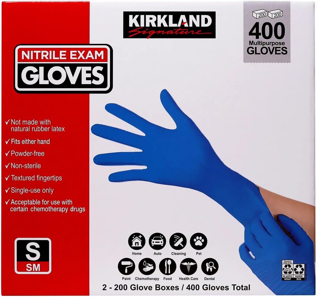 Kirkland Signature Nitrile Exam Gloves Small, 2 of 200 Count Boxes ( 400 Gloves)