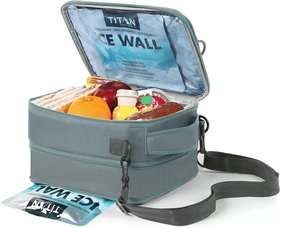 Titan by Arctic Zone Fridge Cold Expandable Lunch Box (Green/Grey)
