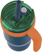 REDUCE 14 oz Coldee Tumbler with Handle for Kids - 2 Pack, Leakproof Insulated Stainless Steel Mug with Lid & Spill-Proof Straw, Keeps Drinks Cold up to 18 Hrs, Grey and Navy