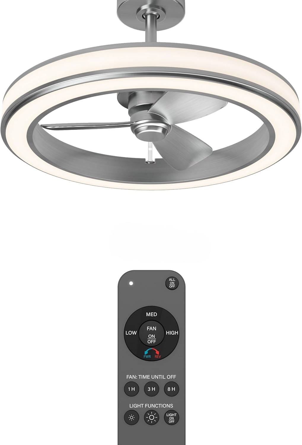 Artika Edwin 25"" LED Chandelier Ceiling Fan, Silver