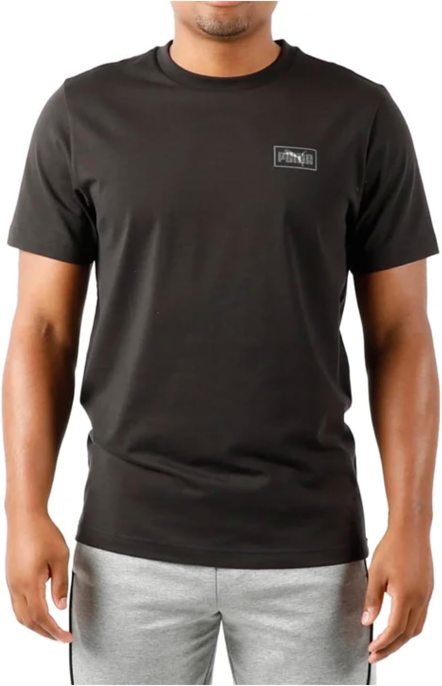 PUMA Men's Short Sleeve Crew Neck Logo Tee Shirt (US, Alpha, Medium, Regular, Regular, Black)