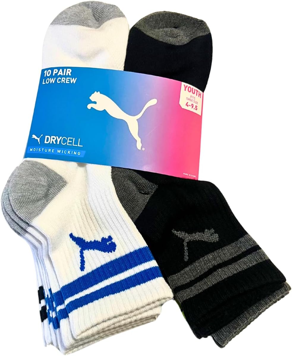 Puma Boys Low Crew Socks, 10 pairs
