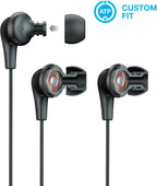 JLab JBuds Pro Signature Earbuds, Titanium 10mm Drivers, Music Controls, Universal Mic, Custom Fit with Cush Fins, Blue