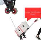 Magna Cart Stair Climbing 6-Wheel Folding Aluminum Hand Truck Dolly Cart with Tote Attachment Ideal for Moving Boxes, Groceries, Heavy Equipment, Red