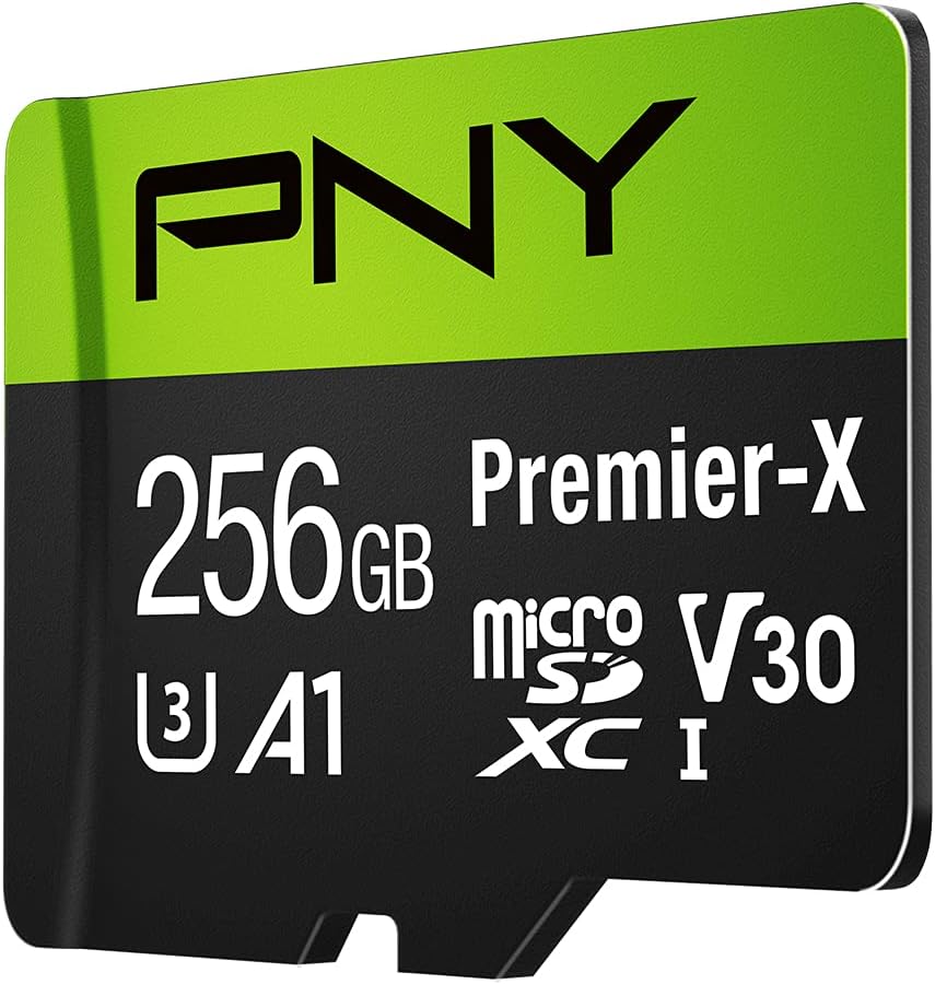 PNY 256GB Premier-X Class 10 U3 V30 microSDXC Flash Memory Card - 100MB/s, Class 10, U3, V30, A1, 4K UHD, Full HD, UHS-I, Micro SD