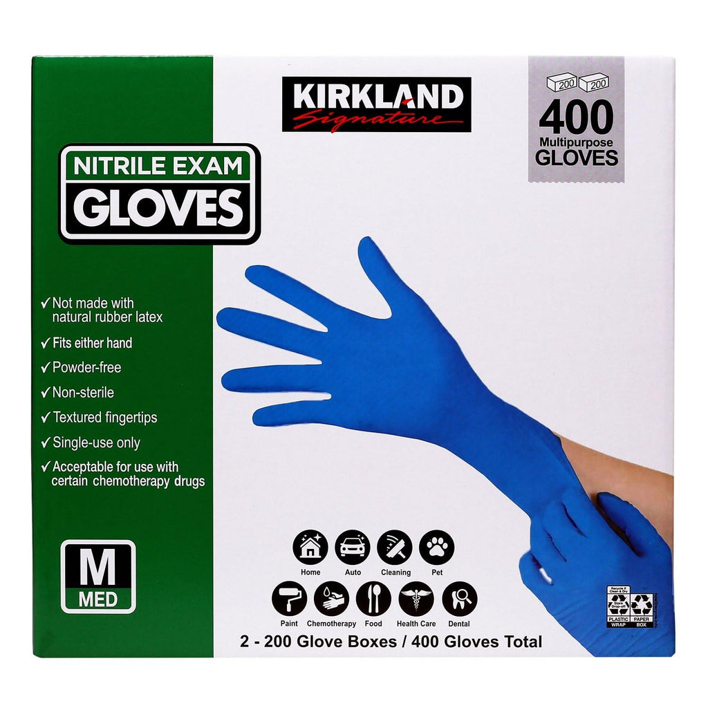 Kirkland Signature DnRbYi Nitrile Exam Multi-Purpose Medium Gloves Latex-Free, 400 Count, (467120)