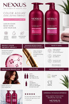 Nexxus Color Assure Shampoo and Conditioner for Color Treated Hair Color Assure Enhance Color Long Lasting Vibrancy 32 oz, 2 Count