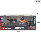 Bburago 1:18 Scale Formula Race Oracle Red Bull Racing RB19 (2023) Diecast Vehicle with Driver Helmet Verstappen #1