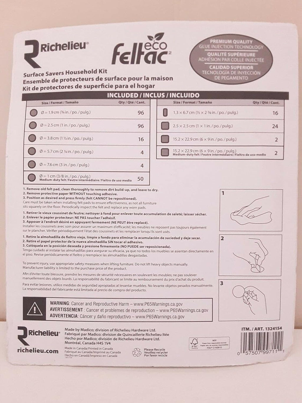 RICHELIEU Eco Feltac Surface Savers Household Kit
