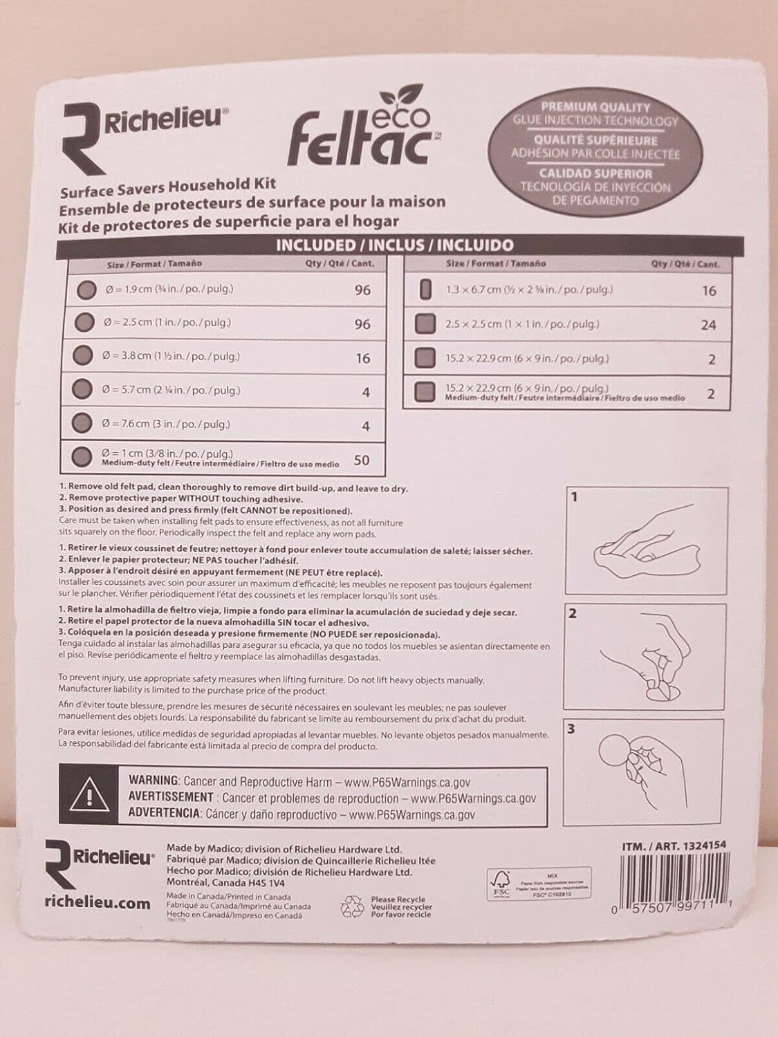 RICHELIEU Eco Feltac Surface Savers Household Kit