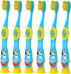 Colgate Bluey Toothbrush for Children with Suction Cup, Kids 2-5 Years Old, Extra Soft (Colors & Characters Very) - Pack of 6