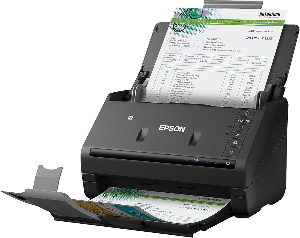 Epson Workforce ES-500WR Wireless Color Receipt & Document Scanner for PC and Mac, Auto Document Feeder (ADF), Black
