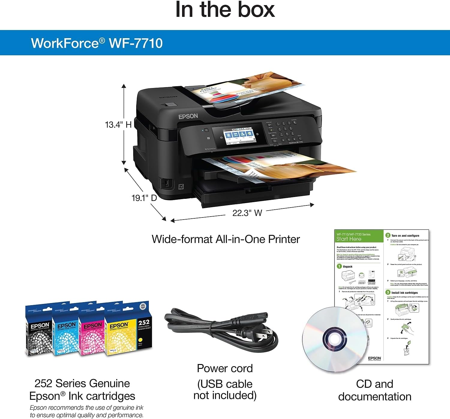 Epson Workforce WF-7710 Wireless Wide-Format Color Inkjet Printer with Copy, Scan, Fax, Wi-Fi Direct and Ethernet, Amazon Dash Replenishment Ready