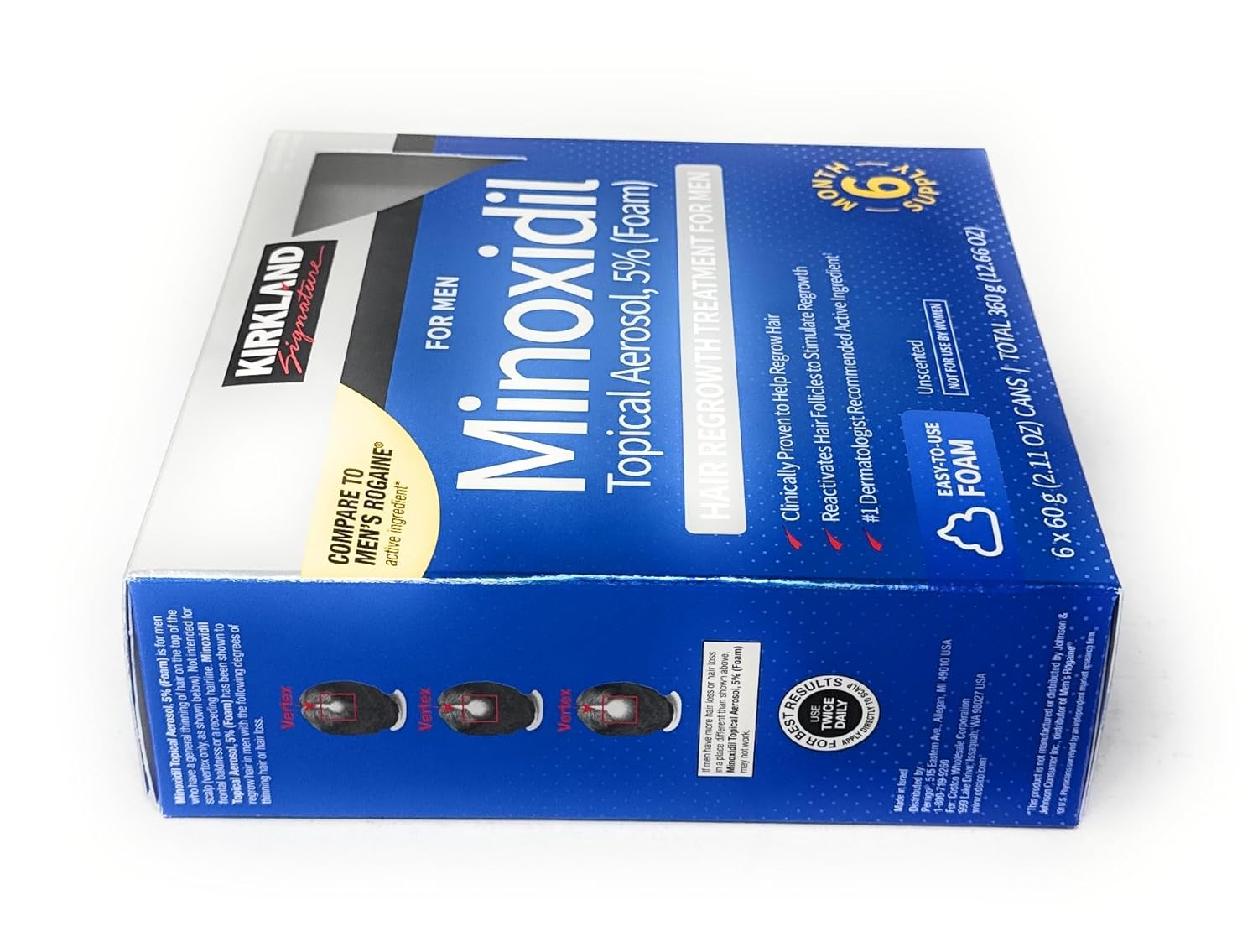 Kirkland Minoxidil packaging for men on a white background