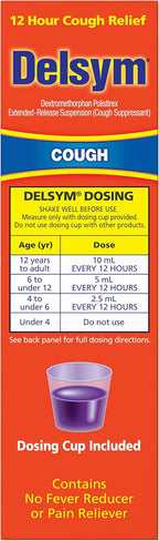 Delsym Cough Suppressant Liquid Grape Flavored, Orange, 5 Fl Oz (Pack of 1)