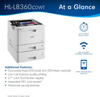 Brother Business Color Laser Printer, HLL8360CDWT, Wireless Networking, Automatic Duplex Printing with Lower Paper Tray,Works with Alexa, White