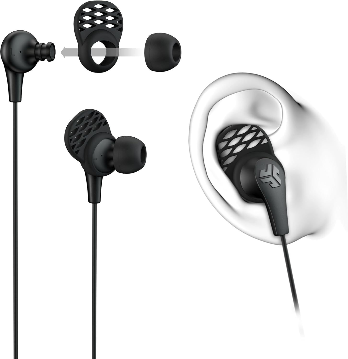 Jlab Audio JBudsPRO Premium in-Ear Earbuds with Mic, Guaranteed Fit, Guaranteed for Life - Black