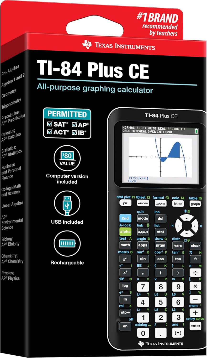 Texas Instruments TI-84 Plus CE Color Graphing Calculator, Black
